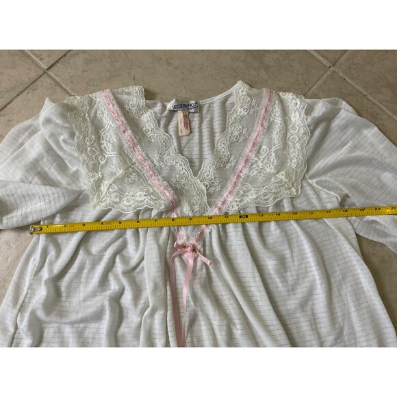 VTG LILY OF FRANCE Granny core Cottage core NIGHTGOWN SZ L Cream SATIN LACE - Picture 8 of 12